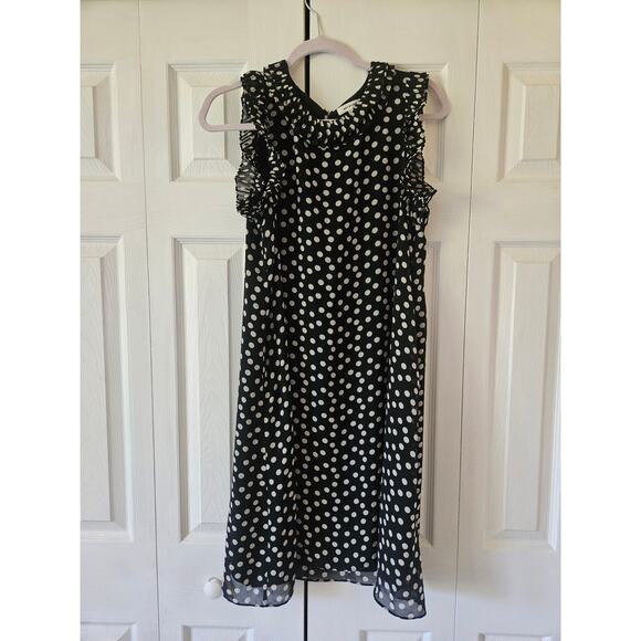 Max Studio Polka Dot Mini Dress with Ruffles Black White, Women's Medium NWOT - Picture 1 of 6